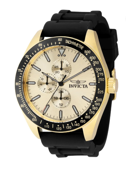 RELOGIO INVICTA QUARTZO AVIADOR PULSEIRA SILICONE PRETO Nº 38405